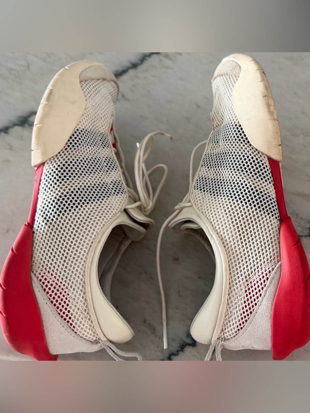 Adidas Cream and Red Y-3 Low Top Sneaker.